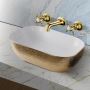 Mika Ceramic Countertop Basin Gloss White and Gold