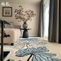 White Rug With Blue Adds Style To Dining Nooks Instantly
