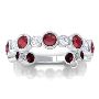 Gorgeous Three Fourth Eternity Diamond And Ruby Round Bezel