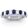 Half Eternity Diamond And Blue Sapphire Oval Four Prong Ring