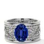 Untreated Blue Sapphire Oval Solitaire Ring in Vintage Style