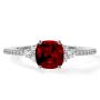 Stylish Ruby Square Cushion Ring with Sparkling Diamonds