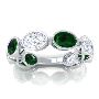 Three Fourth Eternity Diamond and Emerald Wedding Rings