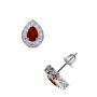 Genuine Ruby Pear Shape Earrings With Round Diamonds