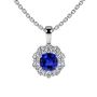 Purchase Blue Sapphire Square Cushion Halo Pendant