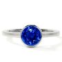 Natural Blue Sapphire Round Bezel Set Solitaire Ring