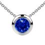 Stunning Blue Sapphire Round Solitaire Bezel Pendant