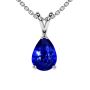 Blue Sapphire Pear Solitaire Necklaces