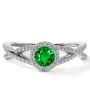 Buy Emerald Round Halo Ring with Intertwined Band