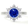 Untreated Blue Sapphire Round Prong Set Diamond Halo Ring
