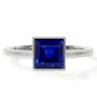 Stunning Blue Sapphire Square Bezel Set Cut Solitaire Ring
