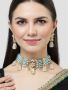 Buy White Designer Tumble Light Blue Crystal Beaded Kundan C