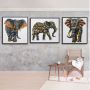 Colorful Elephants Set Of Three Paintings