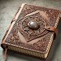 Vintage Book of Shadows Leather Journal - Triple Moon Design