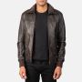 Air Rolf Brown Leather Bomber Jacket for Men
