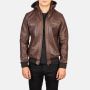 Bouncer Biz Brown Leather Bomber Jacket Men