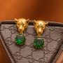 LEWIS SEGAL LEOPARD HEAD GLAZE DROP EARRINGS