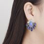 LEWIS SEGAL VINTAGE GEMSTONE LEAF INSPIRED STUD EARRINGS