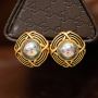 LEWIS SEGAL VINTAGE ROUND MABE PEARL EARRINGS LEWIS SEGAL VINTAGE ROUND MABE PEARL EARRINGS