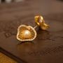 LEWIS SEGAL IRREGULAR PEARL RHINESTONE DECOR STUD EARRINGS
