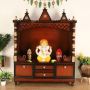 Abhikya Kostha Floor Rested Pooja Mandir without Door (Brown