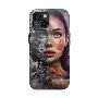 This unique phone case features a stunning half-and-half 
