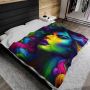 Psychedelic Neon Art Blanket Vibrant Colorful Plush Throw
