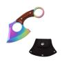 Rainbow Titanium Straight Edge Fixed Blade Cleaver Axe Hunti