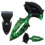 Green Skulls Push Dagger Knife with Black Corded Grip