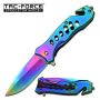 Rainbow Titanium Pocket Knife: Iridescent Spring Assisted Ki