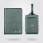 Personalised Premium Passport Holder and Luggage Tag (Olive 