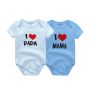 👶 2 Pcs "I ❤️ Papa & Mama" Baby Bodysuits – 100% Cotton – Perfect for Twins!