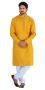  Men's Mustard Yellow Cotton Kurta White Pant Style Pyjama