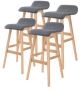 4X Wooden Bar Stool Dining Chair SOPHIA 74cm Grey 