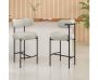 2X Wooden Bar Stool Dining Chair Leather SOPHIA 74cm WHITE