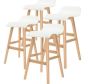  4X Wooden Bar Stool Dining Chair Leather SOPHIA 65cm WHITE