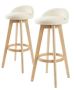 2X Wood Bar Stool Dining Chair Fabric LEILA 72cm BEIGE