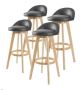 4X Wooden Bar Stool Dining Chair Leather LEILA 72cm BLACK