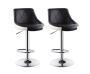 Elegant Black Leather Swivel Bar Stools | Set of 2 with Gas 