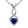 Elegant Heart Blue Sapphire Pendant with Diamonds (0.65cttw)