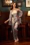 Buy Designer Leopard Print Satin Night suit with Robe For Wo