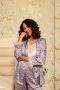 Lavender Floral Printed Night Suit For Women-Private Lives