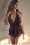 Buy Black Chiffon Babydoll Dress With Lace Detail Online By 