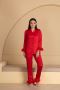 Buy Red Soft Satin Night Suit with Fur Detail For Women Onli