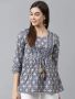  YuvvikCasual Regular Sleeves Geometric Print Women Blue Top