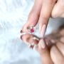 Elegant Round Ruby and Diamond Floral Engagement Ring with B
