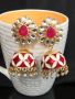 Traditional Maroon Pasted Kundan Jhumki with Meena – A Touch