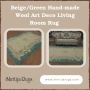 Beige/Green Hand-made Wool Art Deco Living Room Rug 