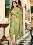 Party Wear Muslin Green Printed Unstitched Suit Material for