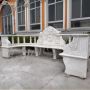 Large White Marble Semi Circle Bench for Garden and Home 